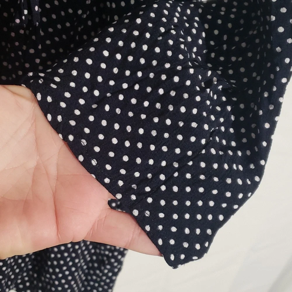 Polka Dot Wrap Dress v neck  knot front long sleeve.  size 14 - Picture 4 of 8